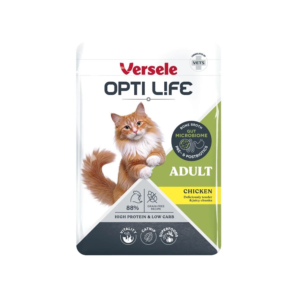 OPTI LIFE Cat Adult Chicken Chunks in Broth – mokra, monoproteinowa karma dla kota z kurczakiem 85 g