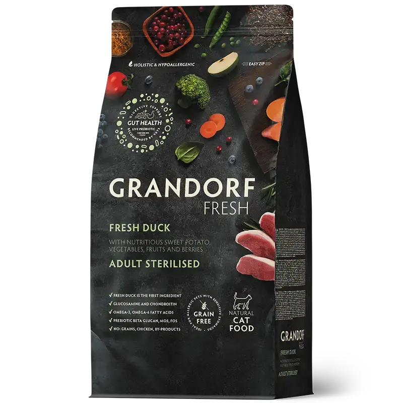 GRANDORF FRESH DUCK- karma z kaczką dla dorosłych kotów sterylizowanych lub starszych 2kg