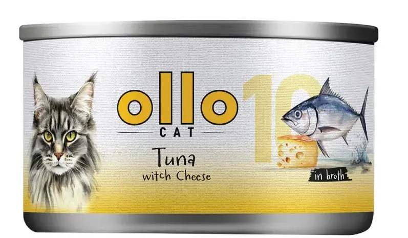 Ollo Cat nr 10 tuńczyk z serem 70g - karma mokra dla kota w sosie własnym