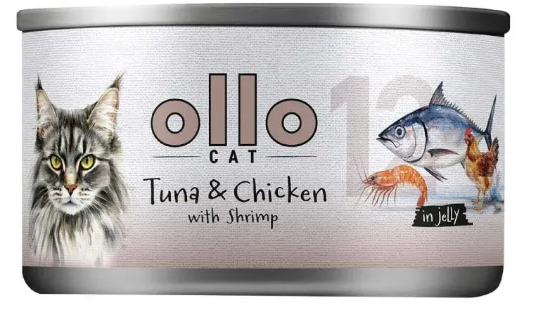 Ollo Cat nr 12 tuńczyk i kurczak z krewetkami 70g - karma mokra dla kota w galaretce