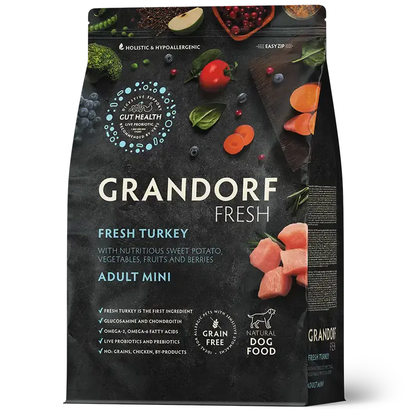 GRANDORF FRESH TURKEY- karma z indykiem dla psów dorosłych małych ras 3kg