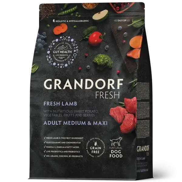 GRANDORF FRESH LAMB- karma z jagnięciną dla psów dorosłych  średnich i dużych ras 10kg 