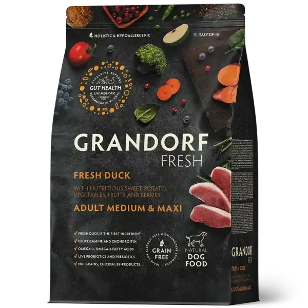 GRANDORF FRESH DUCK- karma z kaczką dla dorosłych psów średnich i dużych ras  1kg