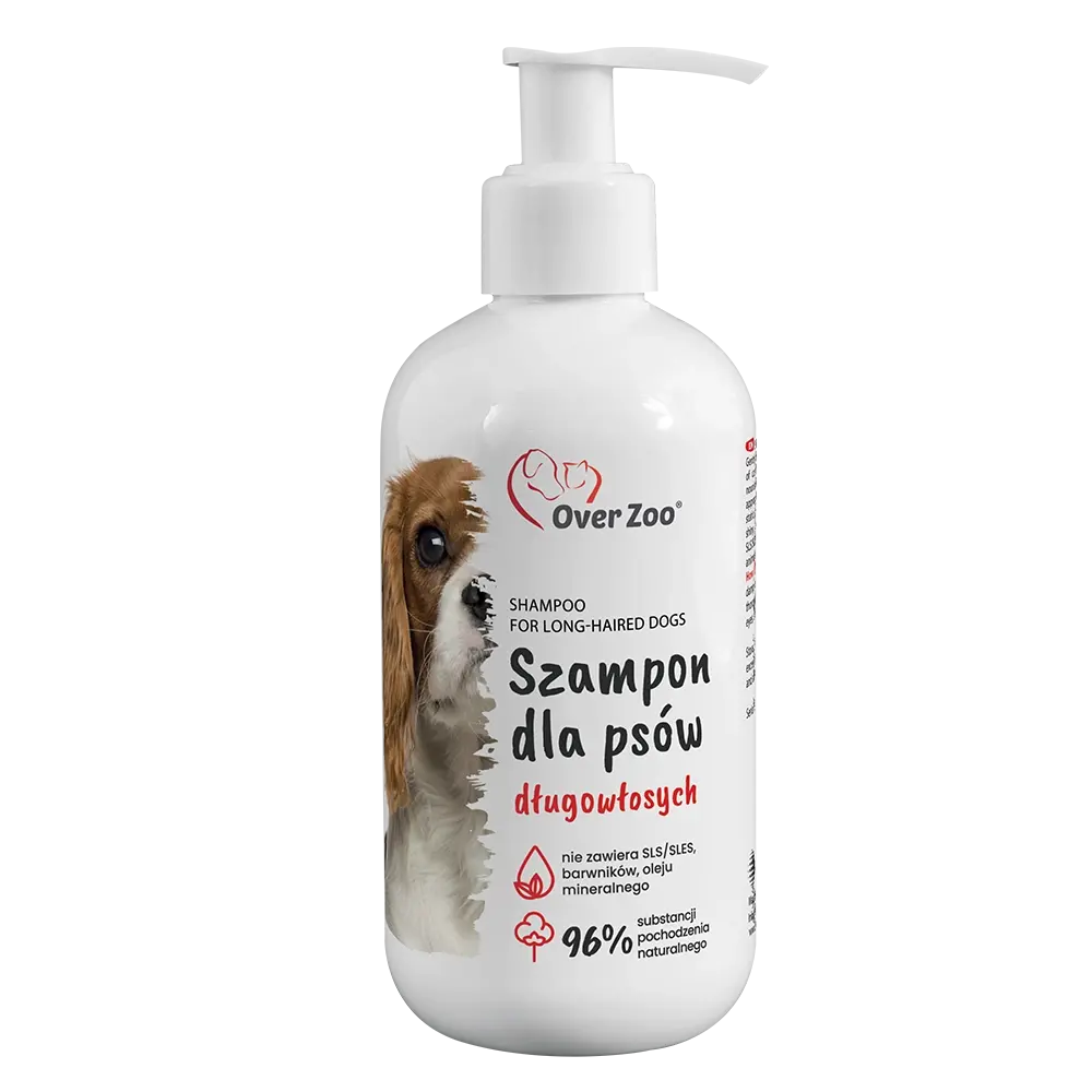 Over Zoo Delikatny szampon dla psów o długiej i półdługiej sierści 250 ml - odżywienie i łatwe rozczesywanie