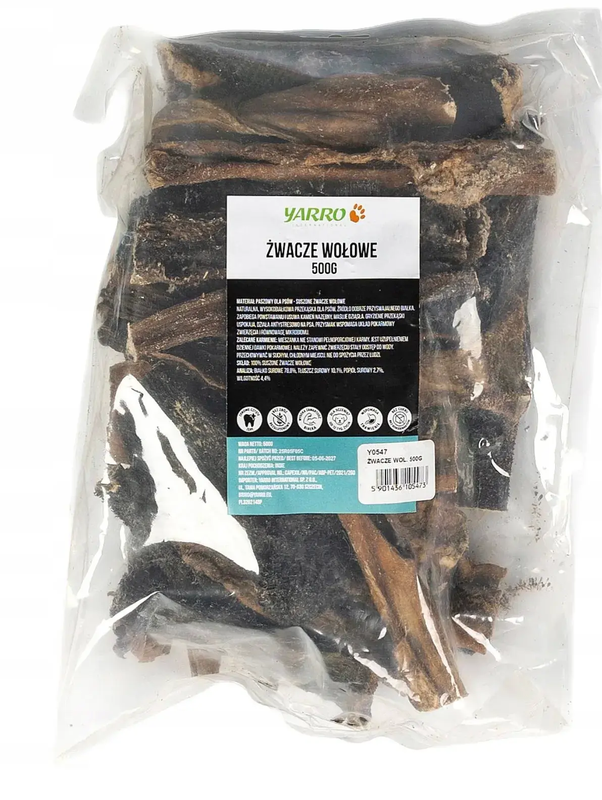 Żwacze wołowe dla psa 200g - Suszony naturalny gryzak