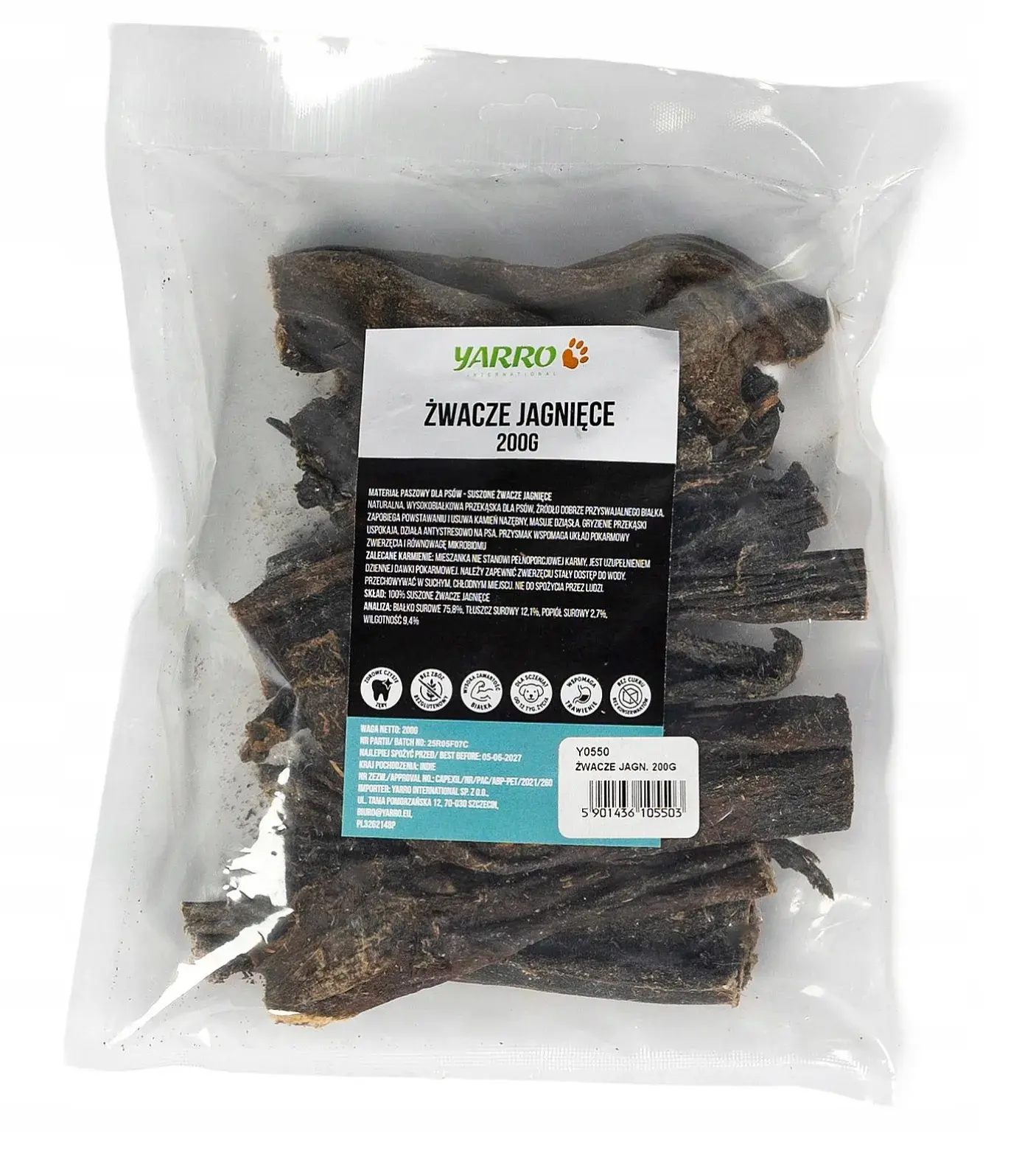 Naturalny gryzak dla psa, suszone żwacze jagnięce 200 g